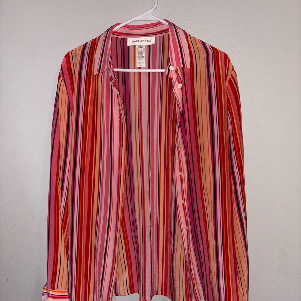 Jones New York Men's Striped Shirt - Red and Pink